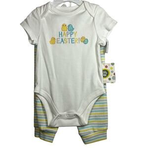Little Me Baby 3 Pc Happy Easter Bodysuit Hat Pant Cotton Set Size 12M